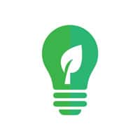 Lightbulb with leaf in middle icon